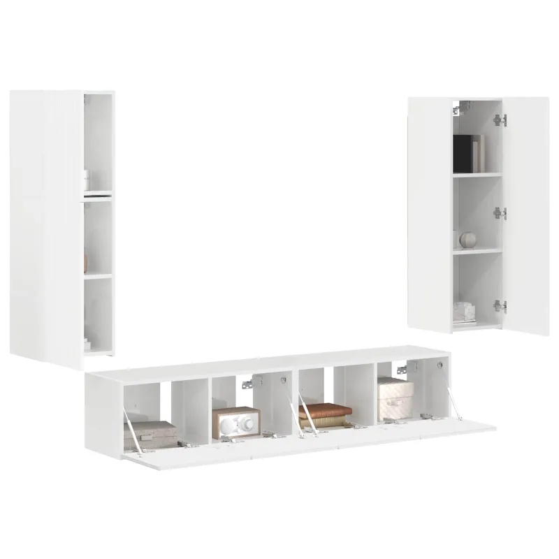 TV spintelių komplektas 4 pcs Aukštai blizganti balta