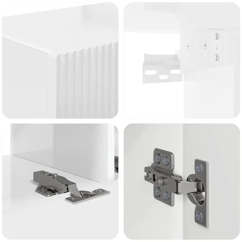 TV spintelių komplektas 4 pcs Aukštai blizganti balta