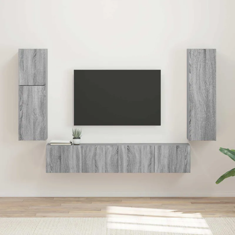 TV spintelių komplektas 4 pcs Pilkas Sonoma Apdirbta mediena