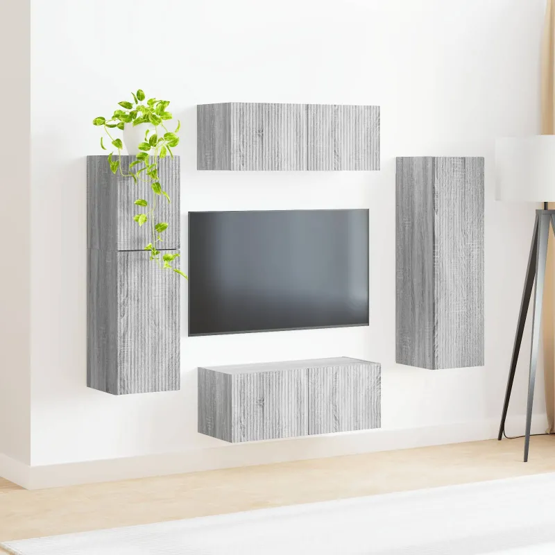 TV spintelių komplektas 4 pcs Pilkas Sonoma Apdirbta mediena