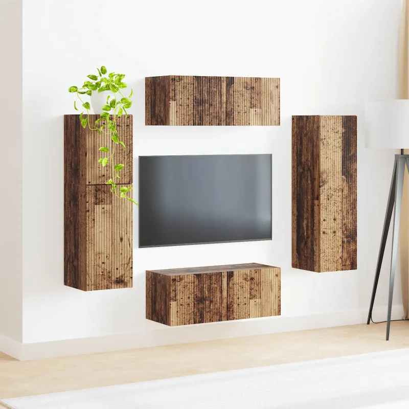 TV spintelių komplektas 4 pcs Senas medis Apdirbta mediena
