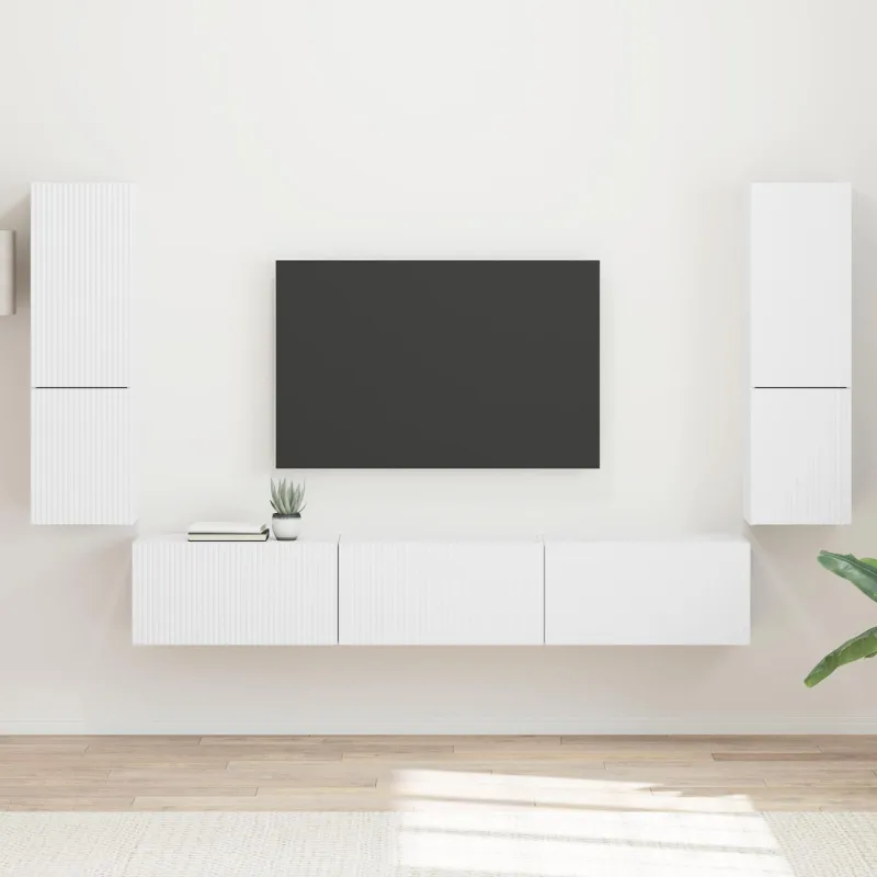 TV spintelių komplektas 4 pcs Balta Apdirbta mediena