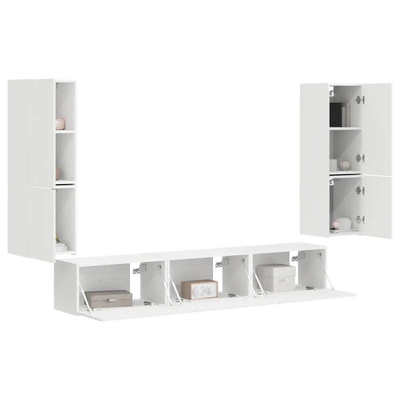 TV spintelių komplektas 4 pcs Balta Apdirbta mediena