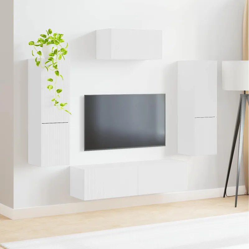 TV spintelių komplektas 4 pcs Balta Apdirbta mediena