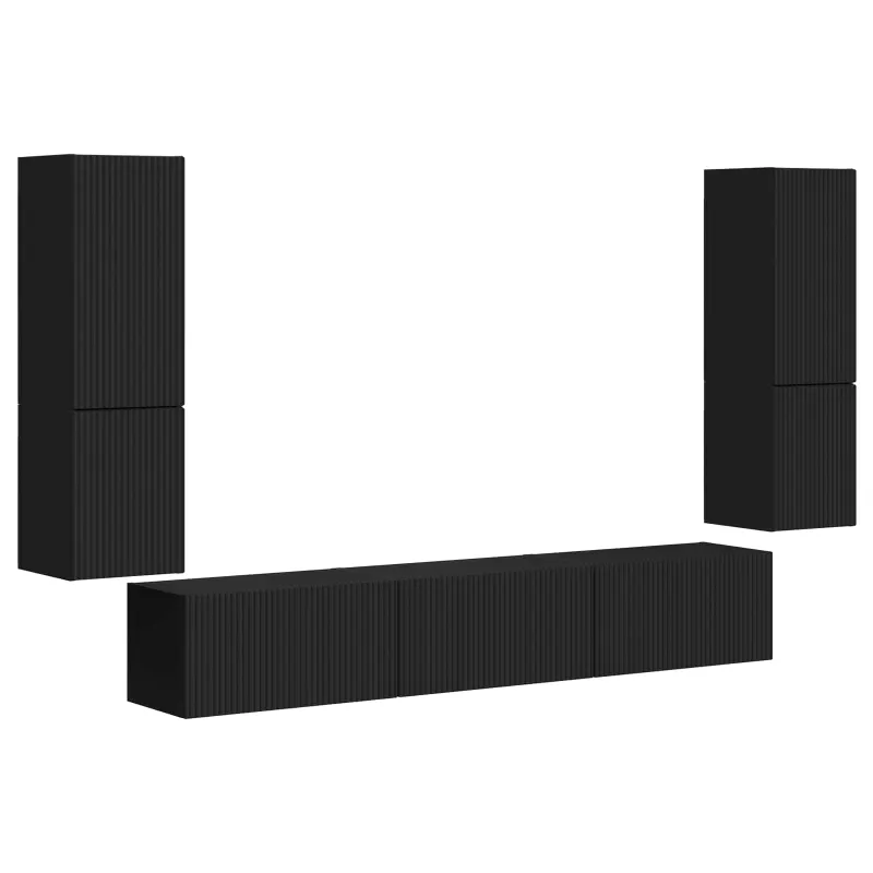 TV spintelių komplektas 4 pcs Juoda Apdirbta mediena