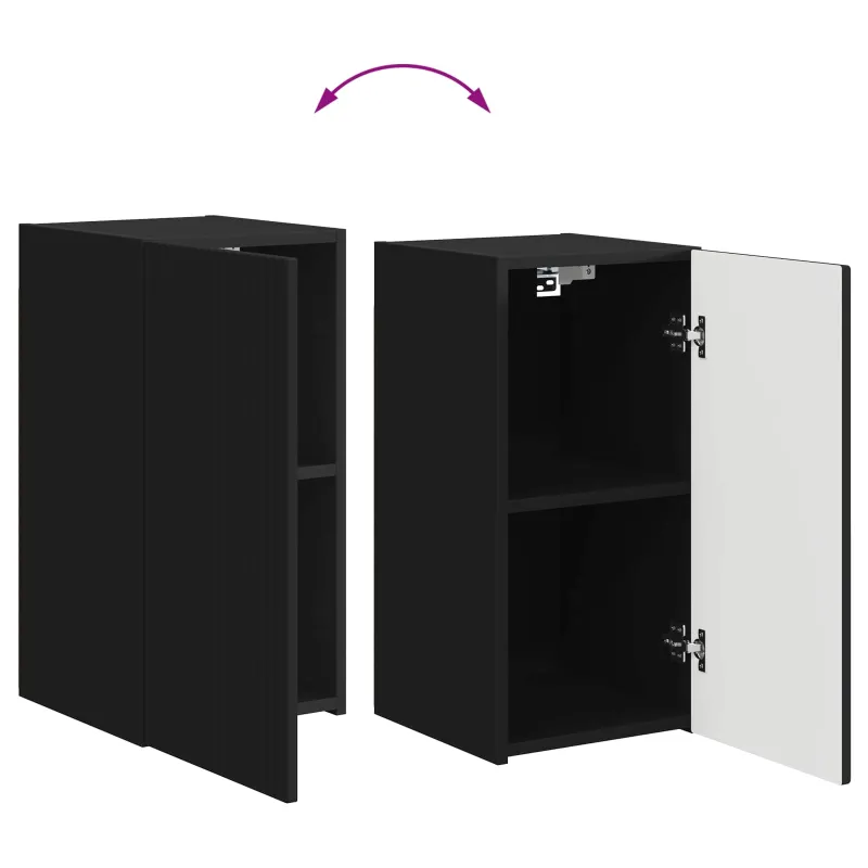 TV spintelių komplektas 4 pcs Juoda Apdirbta mediena