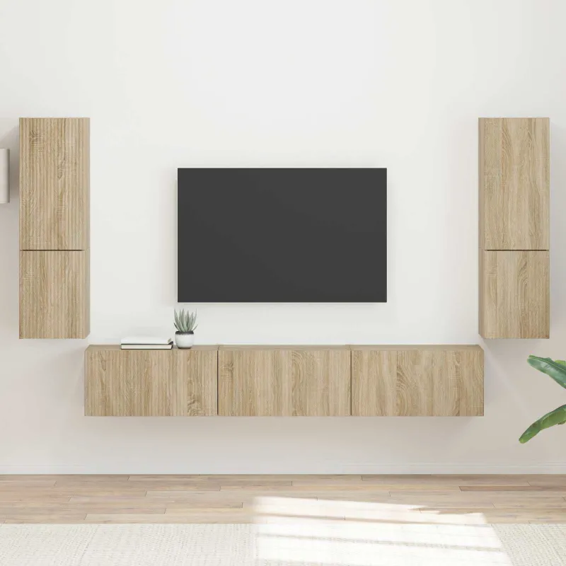 TV spintelių komplektas 4 pcs Sonoma ąžuolas Apdirbta mediena