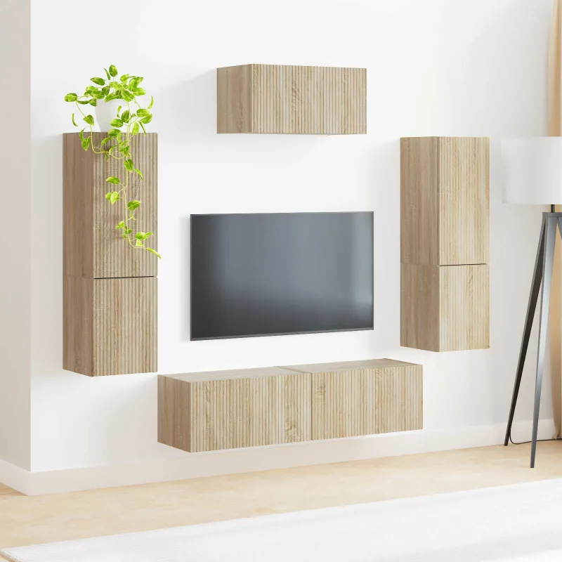 TV spintelių komplektas 4 pcs Sonoma ąžuolas Apdirbta mediena