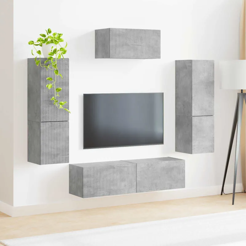 TV spintelių komplektas 4 pcs Betono pilka Apdirbta mediena