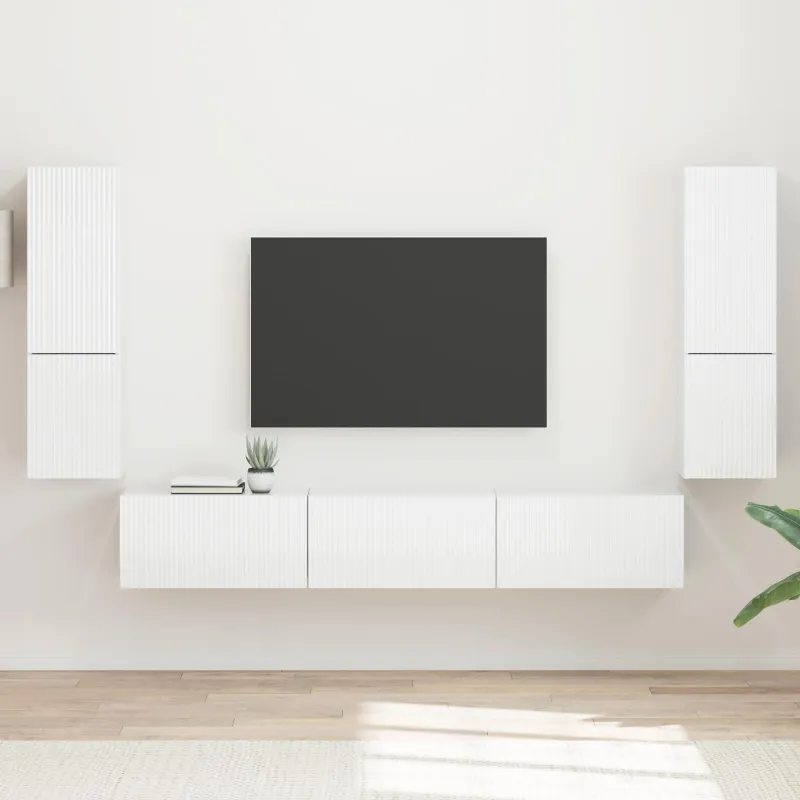 TV spintelių komplektas 4 pcs Aukštai blizganti balta
