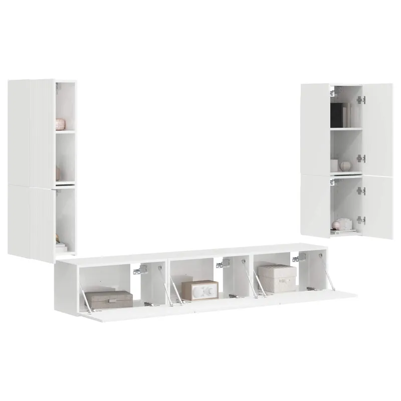 TV spintelių komplektas 4 pcs Aukštai blizganti balta