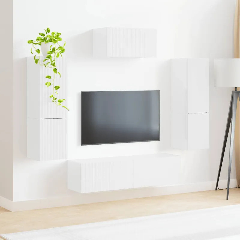 TV spintelių komplektas 4 pcs Aukštai blizganti balta