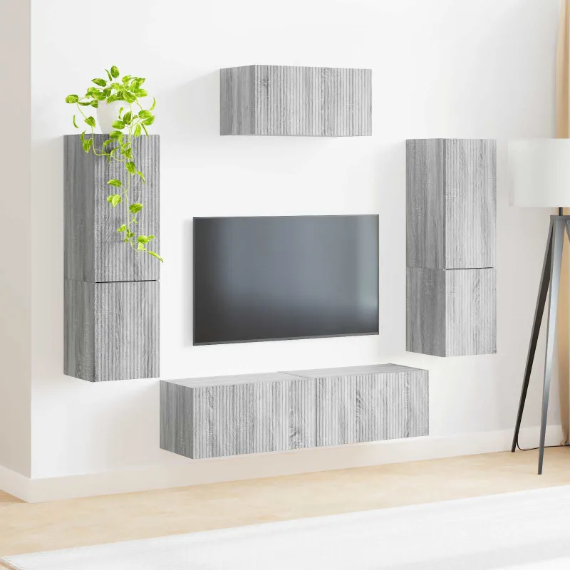 TV spintelių komplektas 4 pcs Pilkas Sonoma Apdirbta mediena