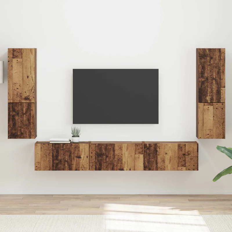 TV spintelių komplektas 4 pcs Senas medis Apdirbta mediena
