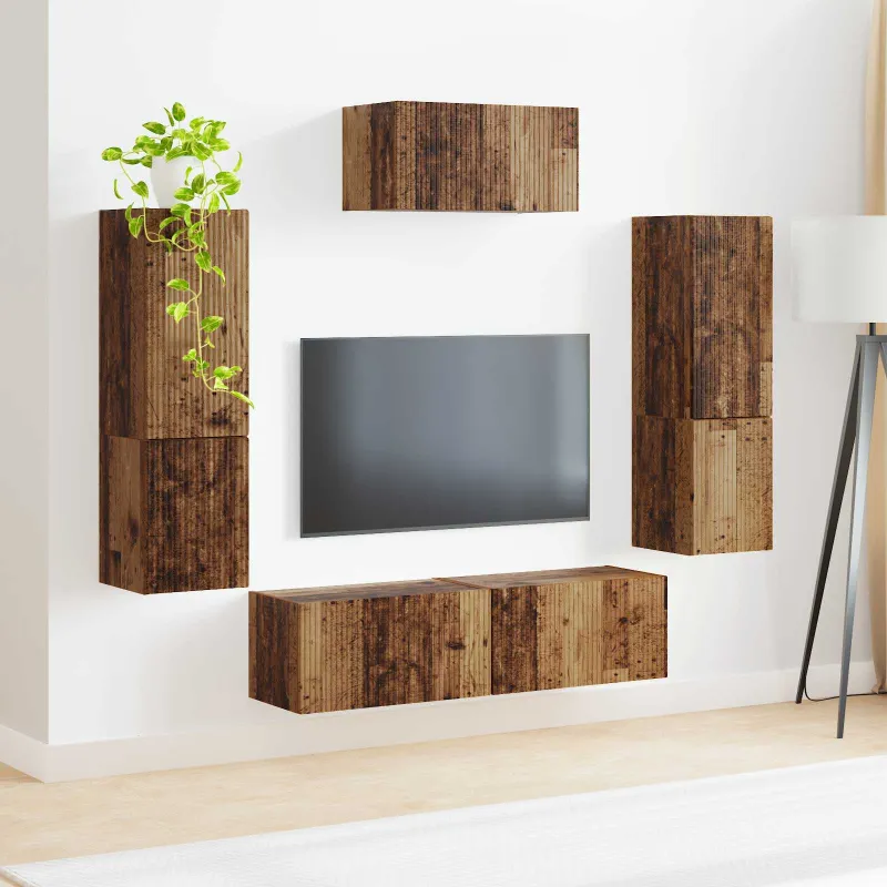 TV spintelių komplektas 4 pcs Senas medis Apdirbta mediena