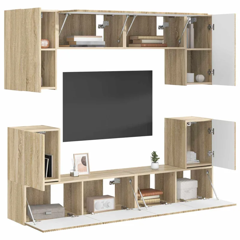 TV spintelių komplektas 5 pcs Sonoma ąžuolas Apdirbta mediena