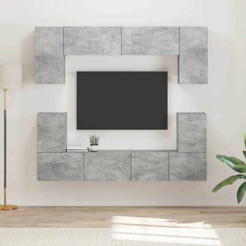 TV spintelių komplektas 5 pcs Betono pilka Apdirbta mediena