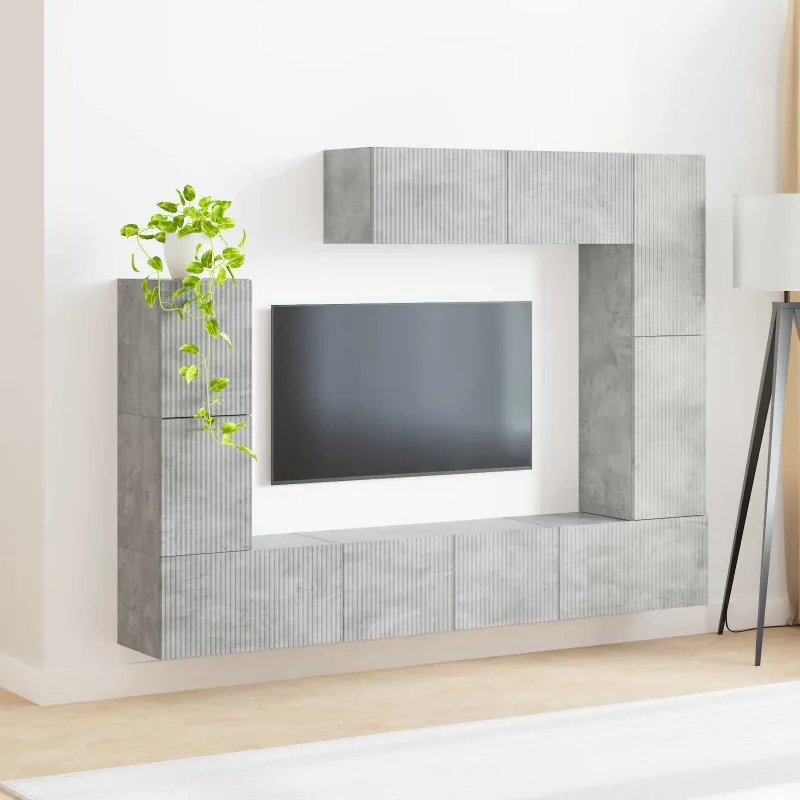 TV spintelių komplektas 5 pcs Betono pilka Apdirbta mediena