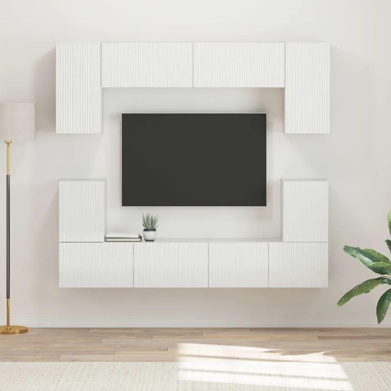 TV spintelių komplektas 5 pcs Aukštai blizganti balta
