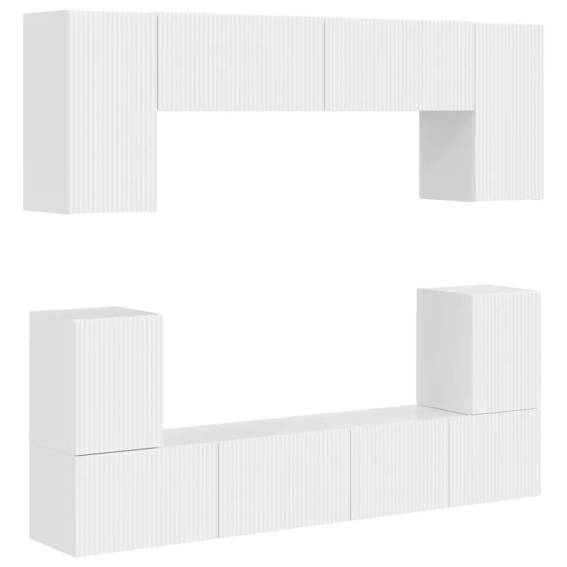 TV spintelių komplektas 5 pcs Aukštai blizganti balta