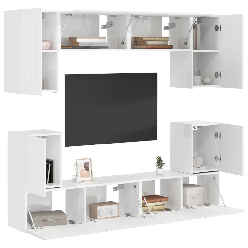 TV spintelių komplektas 5 pcs Aukštai blizganti balta