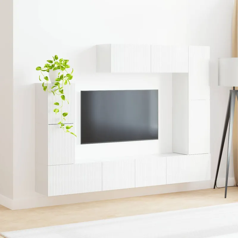 TV spintelių komplektas 5 pcs Aukštai blizganti balta