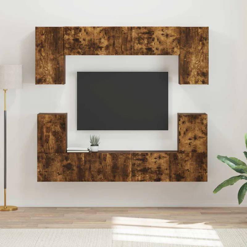 TV spintelių komplektas 5 pcs Rūkyta ąžuolas Apdirbta mediena