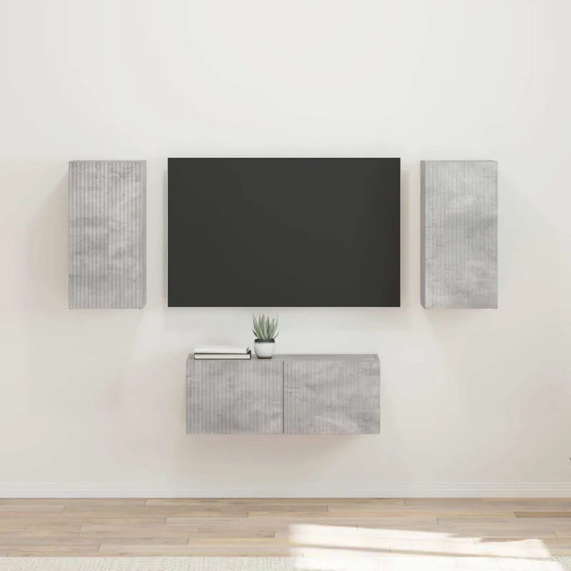 TV spintelių komplektas 6 pcs Betono pilka Apdirbta mediena