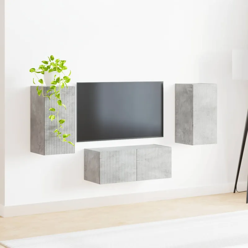 TV spintelių komplektas 6 pcs Betono pilka Apdirbta mediena