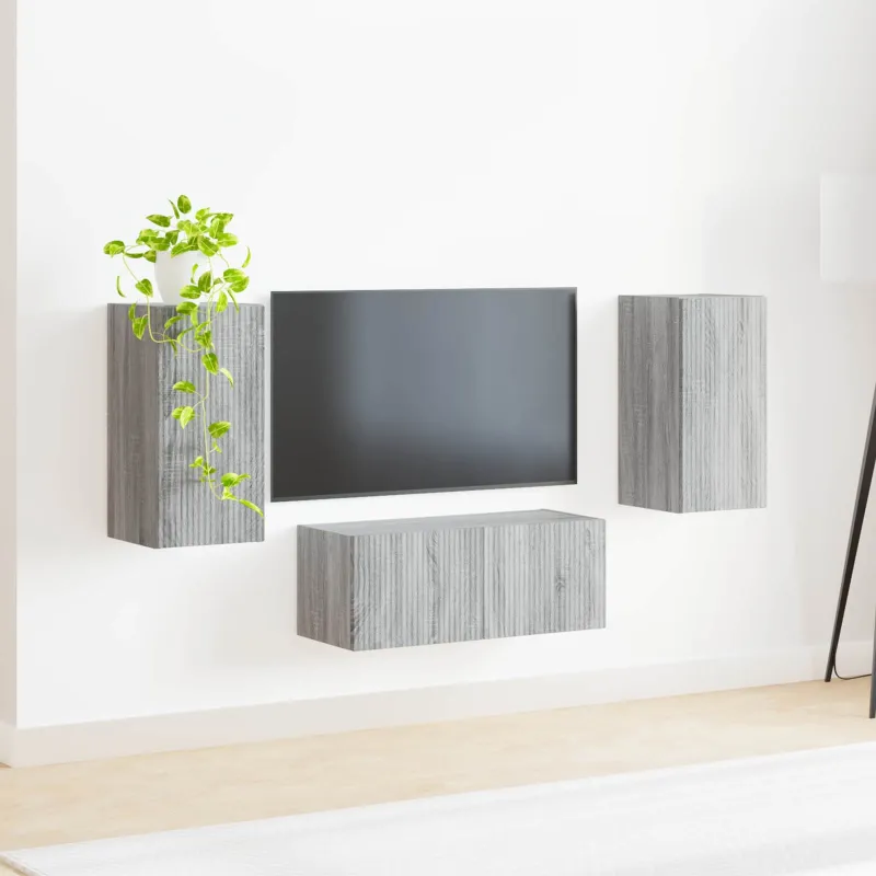 TV spintelių komplektas 6 pcs Pilkas Sonoma Apdirbta mediena
