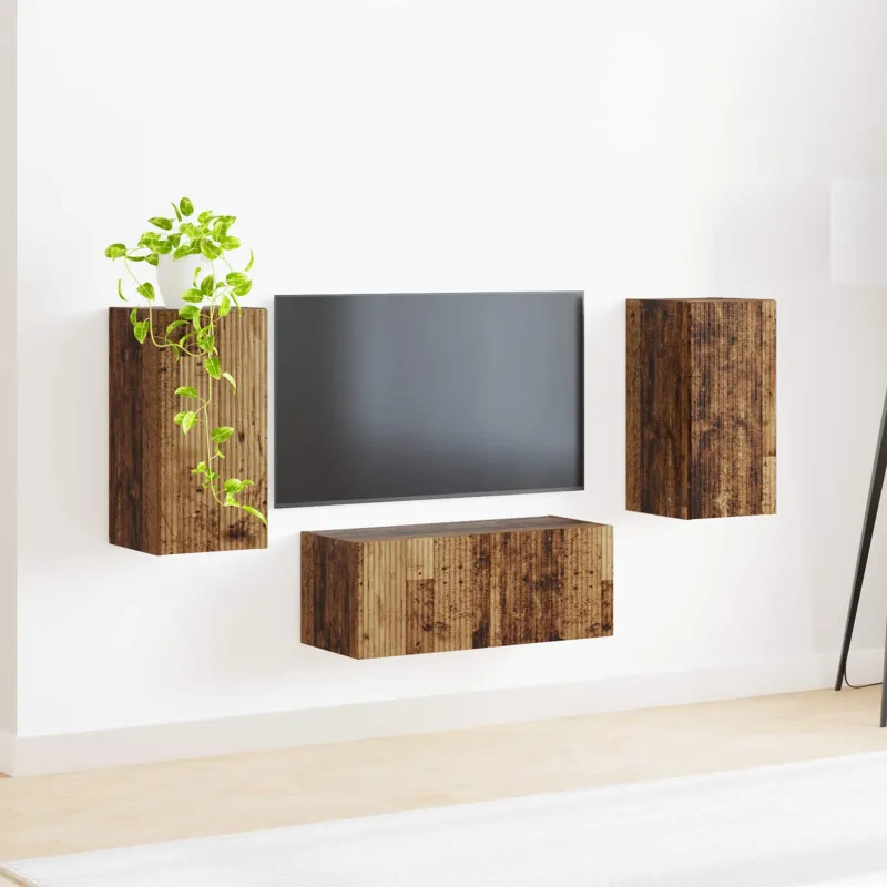 TV spintelių komplektas 6 pcs Senas medis Apdirbta mediena