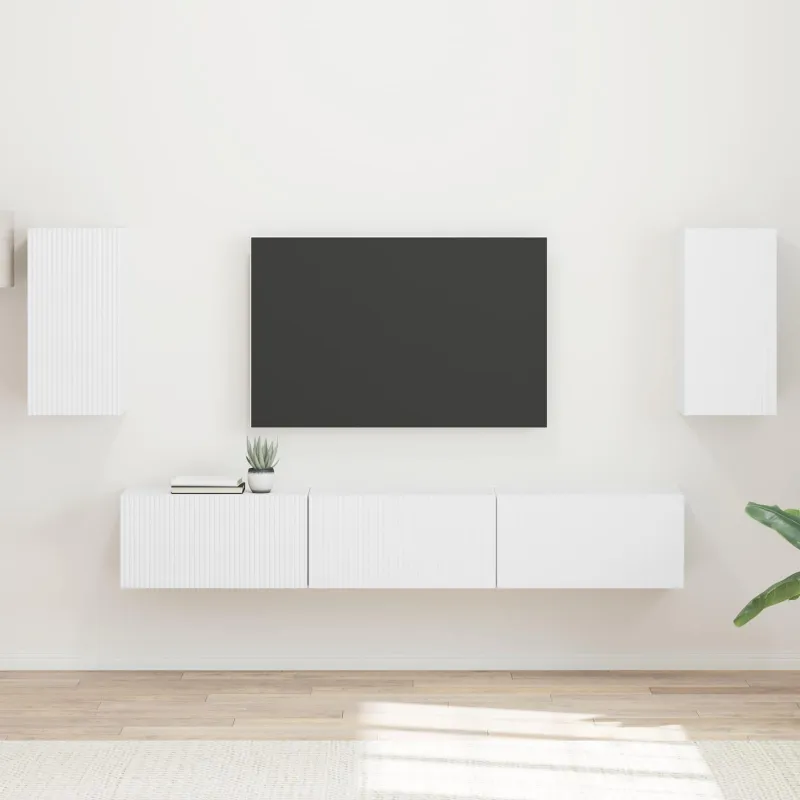 TV spintelių komplektas 5 pcs Balta Apdirbta mediena