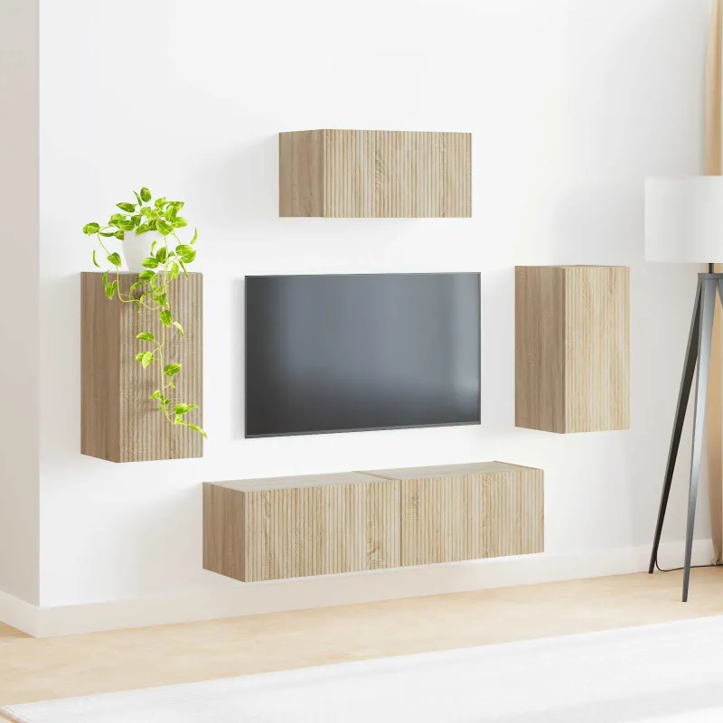 TV spintelių komplektas 5 pcs Sonoma ąžuolas Apdirbta mediena