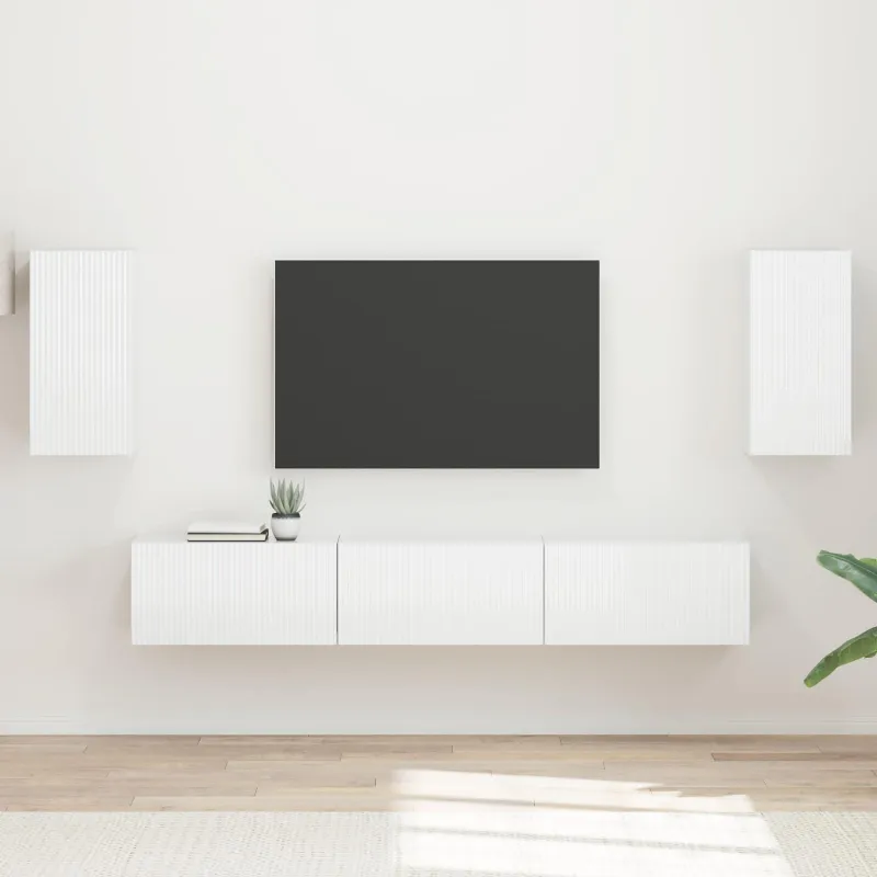 TV spintelių komplektas 5 pcs Aukštai blizganti balta