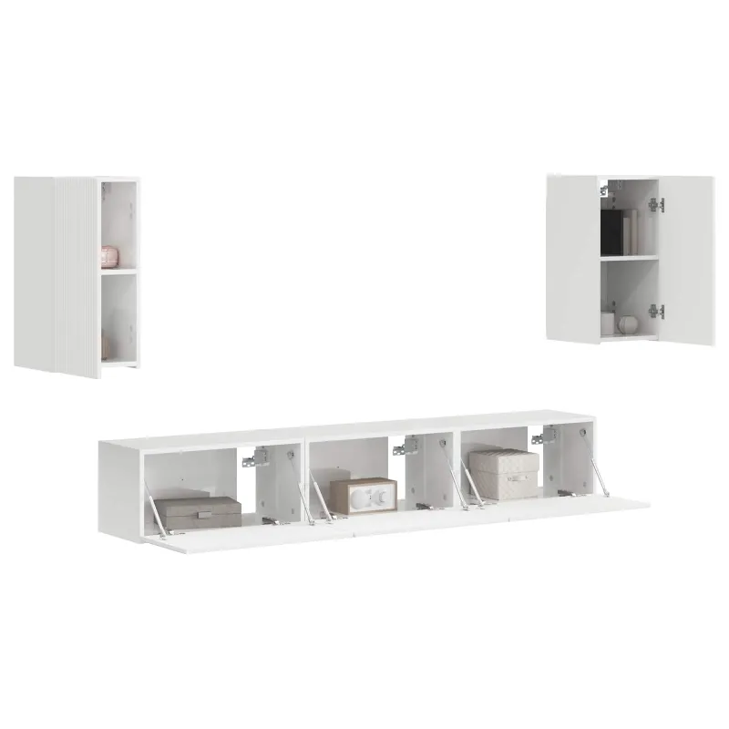 TV spintelių komplektas 5 pcs Aukštai blizganti balta