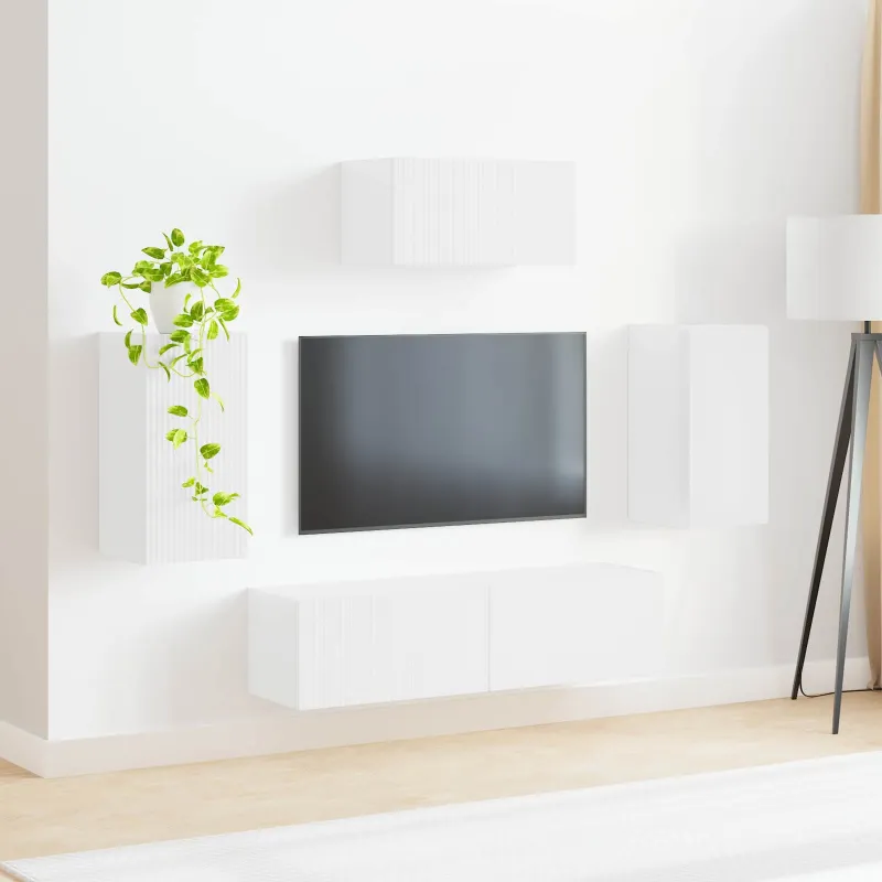 TV spintelių komplektas 5 pcs Aukštai blizganti balta