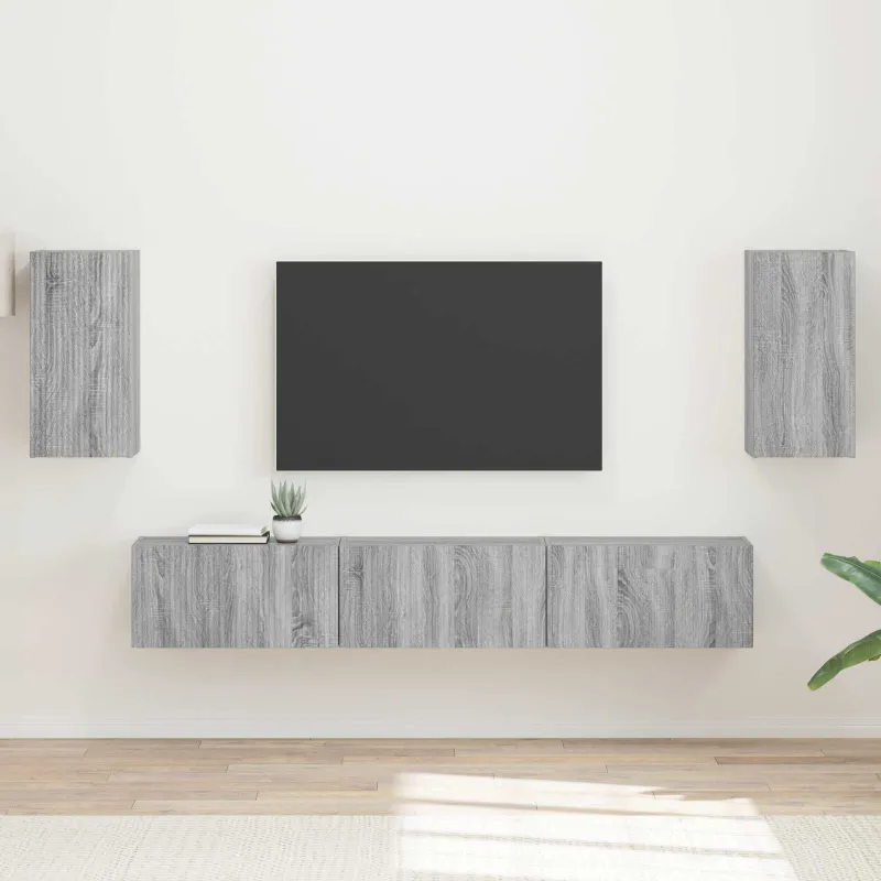 TV spintelių komplektas 5 pcs Pilkas Sonoma Apdirbta mediena