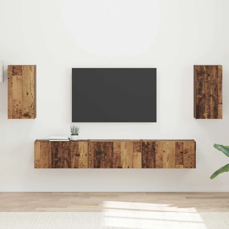 TV spintelių komplektas 5 pcs Senas medis Apdirbta mediena