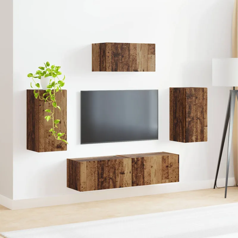 TV spintelių komplektas 5 pcs Senas medis Apdirbta mediena