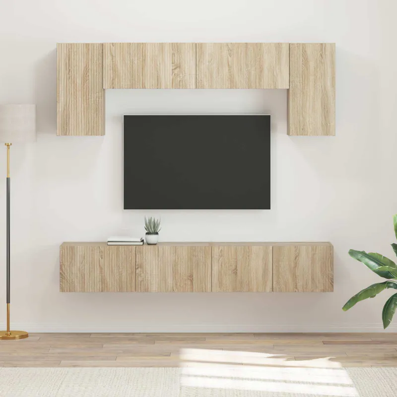 TV spintelių komplektas 4 pcs Sonoma ąžuolas Apdirbta mediena