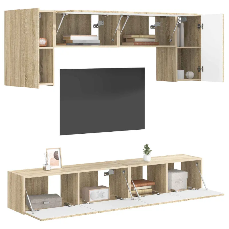 TV spintelių komplektas 4 pcs Sonoma ąžuolas Apdirbta mediena