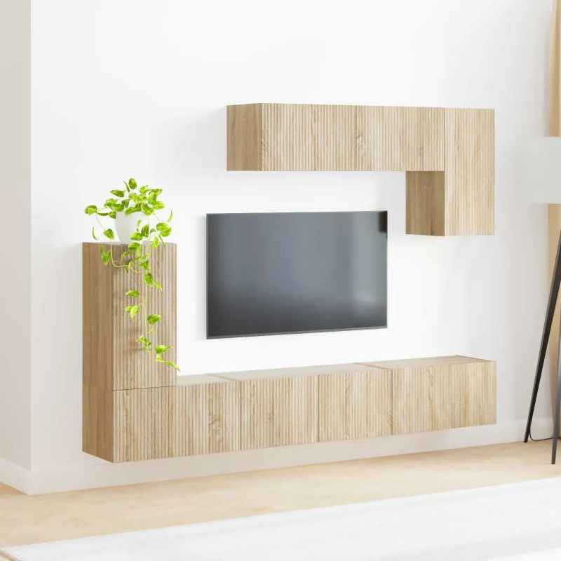 TV spintelių komplektas 4 pcs Sonoma ąžuolas Apdirbta mediena
