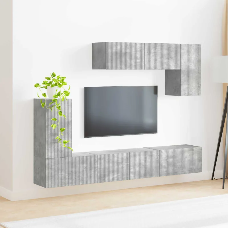 TV spintelių komplektas 4 pcs Betono pilka Apdirbta mediena