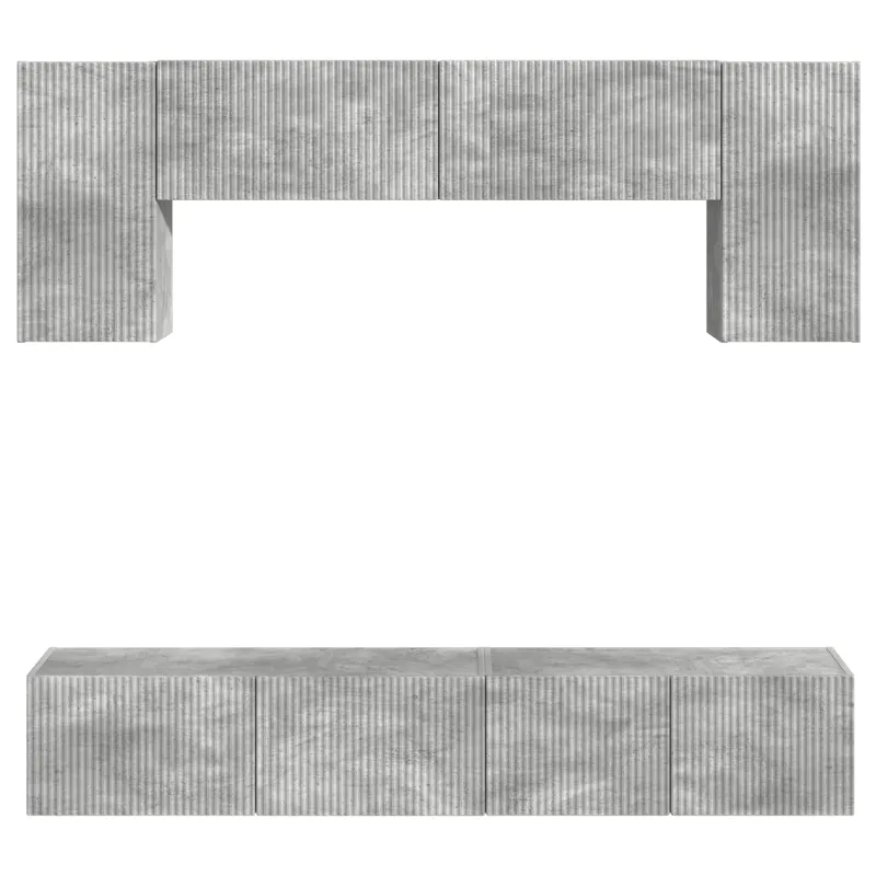 TV spintelių komplektas 4 pcs Betono pilka Apdirbta mediena