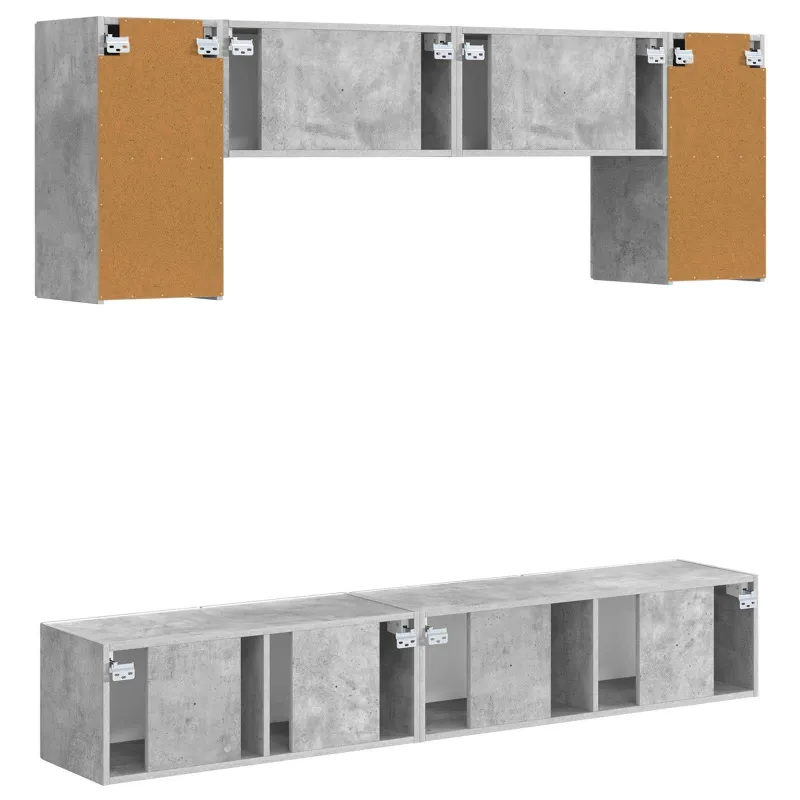 TV spintelių komplektas 4 pcs Betono pilka Apdirbta mediena