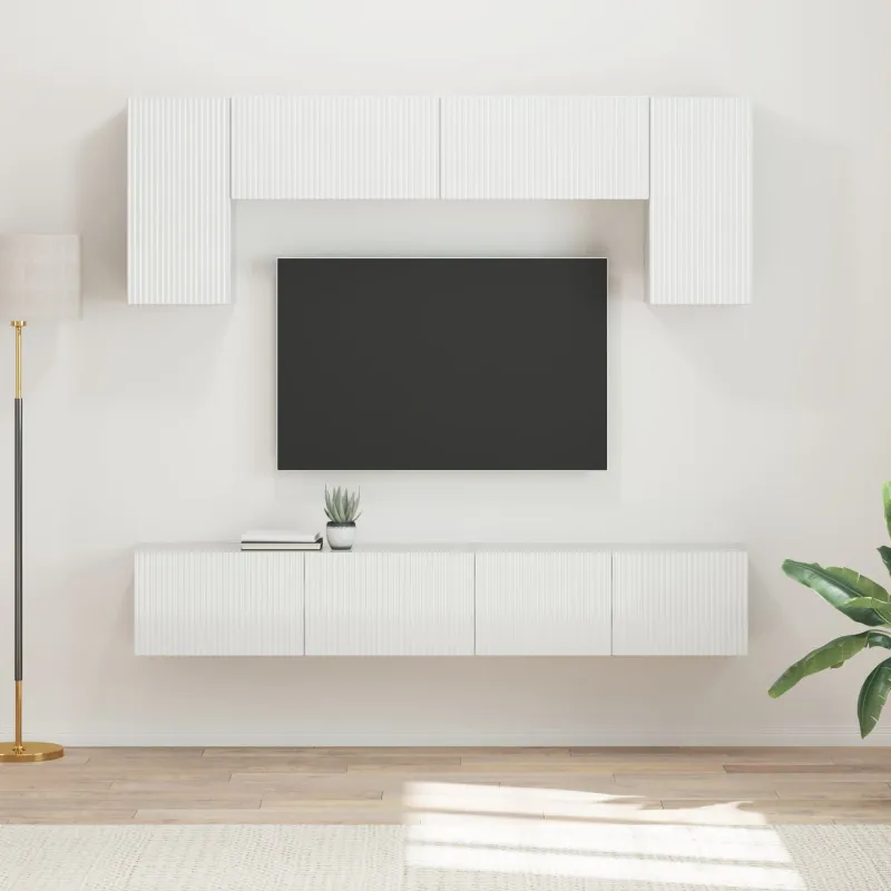 TV spintelių komplektas 4 pcs Aukštai blizganti balta