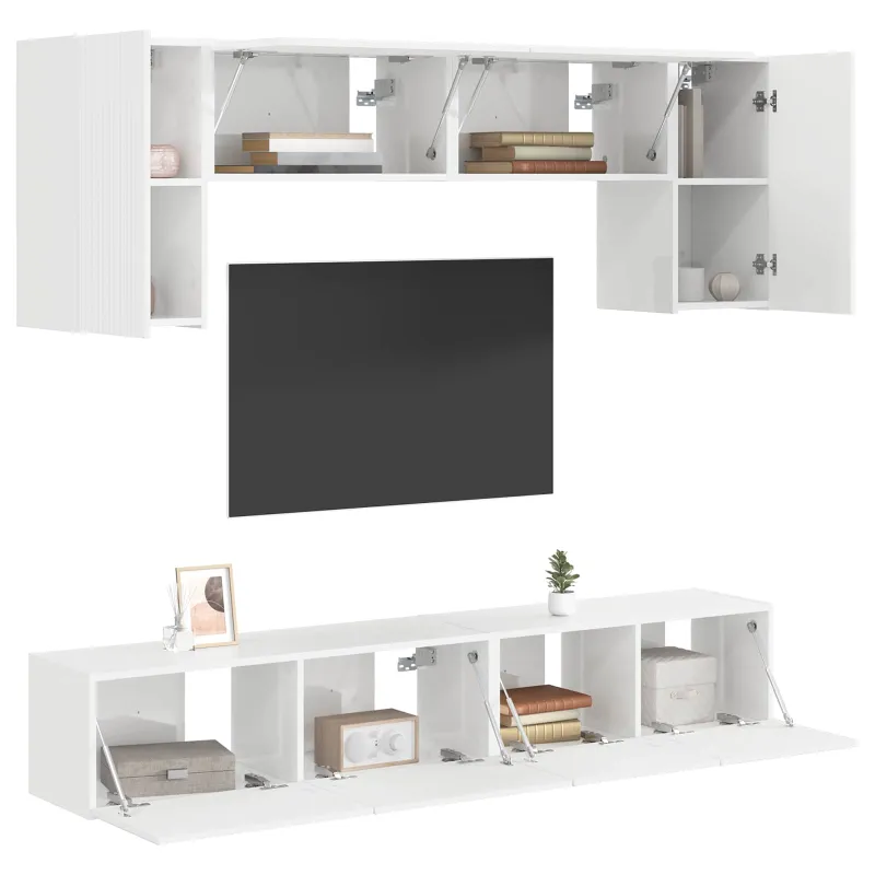TV spintelių komplektas 4 pcs Aukštai blizganti balta
