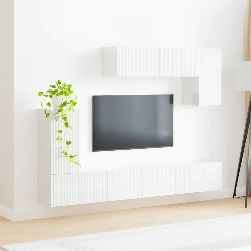 TV spintelių komplektas 4 pcs Aukštai blizganti balta