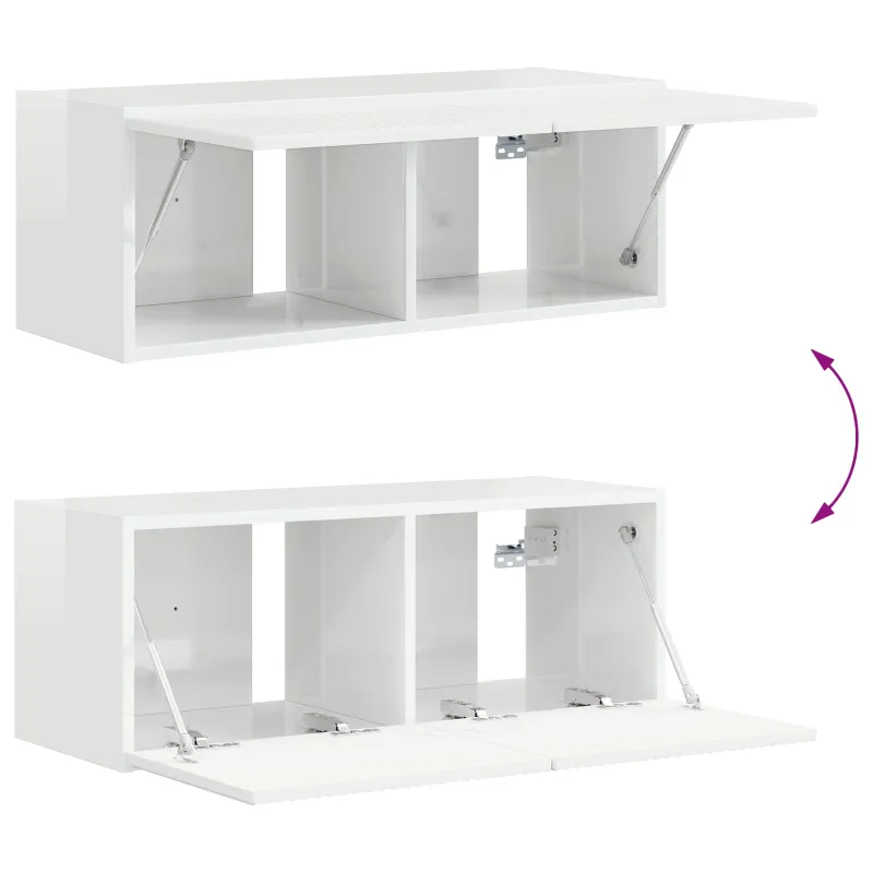TV spintelių komplektas 4 pcs Aukštai blizganti balta