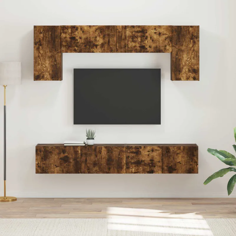 TV spintelių komplektas 4 pcs Rūkyta ąžuolas Apdirbta mediena